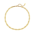 Golden double-strand braided snake chain necklace with K18 tag on white background - Double Layer Necklace-Gold