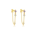 Eleganti orecchini a nappa in argento S925 dorato con zirconi viola e pietre bianche - Argento 925 / Oro 18K Viola