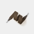 Brown woven wide shoulder strap with dark brown leather ends and silver metal hooks - Grey With Gold Buckle / Width 5cm Length 70cm