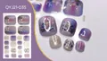Gradient purple toe nail stickers with silver glitter and shell texture QYJ21-035 - QYJ21-035 (Gradient Purple-Blue/Silver Lines/Glitter)