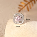Exquisite silver clover earring with a pink gemstone and micro-inlaid zircons, 9mm size - Pink Single Piece (A262-2#)