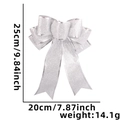 25cm silver glitter Christmas bow ornament for tree toppers and festive gift wrapping - 25cm Silver Bow Tie