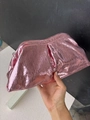 Chic metallic pink cloud clutch bag with snakeskin texture and pleated design details - Pink Metallic Texture