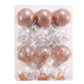 Set of 12 rose gold Christmas ornaments with glitter, beads, and sequins for tree decor - 6cm / Set of 24 / Rose Gold
