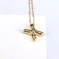 18k gold plated balloon X letter pendant necklace with sparkling cubic zirconia stones - Letter X