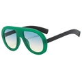 Green matte aviator sunglasses with gradient blue lenses and black temples for style - Green Frame Green Tea Lens