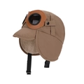 Kids khaki aviator hat with goggles and warm sherpa fleece lining for winter outdoors - Coffee (With Goggles)