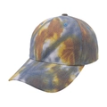 Detailed view of tie-dye baseball cap featuring reinforced curved brim and cotton fabric - Adjustable / Brown Yellow Blue Gray Tie-Dye (Style 6)