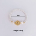 Bracelet détaillé en perles médaille Saint Benoît, diamètre 5 cm et poids de 19,2 g. - Médaille de St Benoît (B192) / Argent