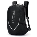 Schwarzer 20L Motorradrucksack mit SPORT-Logo und robuster Karotextur - Schwarz