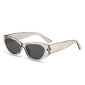 Fashionable cat-eye sunglasses with translucent grey frame and dark grey UV lenses - Grey Frame / Black Grey Lens