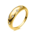 Goldener gewölbter Sternenring mit fünf funkelnden Zirkonia-Steinen im minimalistischen Stil - US 6 / Zirkon Gold