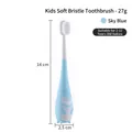 Sky blue kids penguin manual toothbrush with soft bristles, length 14cm for ages 2-12 - Soft Bristle Brush-Blue (2-12 Years Old)