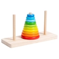 Wooden rainbow stacking tower toy with 8 colorful rings on a minimalist white base - 10-Layer Hanoi Tower
