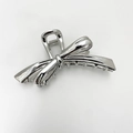 Elegant silver metal bow hair claw clip with minimalist lines and polished finish - No.4 Silver Bow