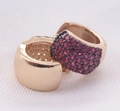 Orecchini in oro rosa con zirconi rossi scintillanti e un design a cerchio rotondo - Placcato Oro Rosso Rosa Zircone