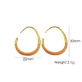 Minimalist 14K gold-plated C-shape hoop earrings with peach enamel inlay, 30mm size - Small / Orange-Gold
