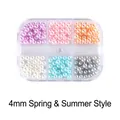 6-color set of 4mm Aurora pearls in a clear organizer for DIY nail art and jewelry - 6-Grid Pearl PR01 (4mm Spring/Summer Color Mix)