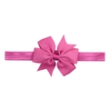 Infant rose red grosgrain ribbon bow headband with ultra-soft elastic fabric strap - Light Pink