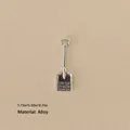 Miniature silver alloy shovel charm for Christmas scenes, size 4.4x1.4cm with Russian relief - No.9 - Silver Alloy Shovel with Russian Text