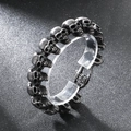 Gothic skull link bracelet in antique silver finish for men with punk rock style - 22cm / Gunmetal