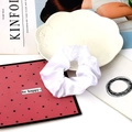 Elegant white satin silk scrunchie with high elasticity for versatile hairstyling - 13#-White
