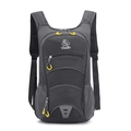 Mochila ligera de senderismo gris oscuro con tiradores amarillos y bolsillos de malla - 20-35L / Gris