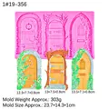 Moule en silicone rose pour portes de fées avec trois motifs floraux et bois détaillés - 1# Triple Porte de Fée / Rose
