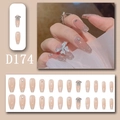 Unghie finte lunghe a trapezio sfumate rosa con glitter argento, fiocchi 3D e strass - Stile Fiocco Sfumato Rosa (D174) / Tipo di Colla