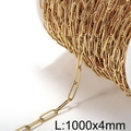 18k gold plated 4mm stainless steel chain link for DIY jewelry making on a spool - Gold 4mm Textured Oval Chain (KLJ8681-Z)