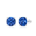 S925 sterling silver stud earrings featuring square royal blue rose cut zircon stones - 925 Silver / Royal Blue (8mm)