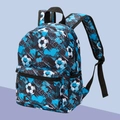 Blue and black kids' football backpack with adjustable straps and front zip pocket - Blue Football