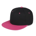 Close-up of black and pink snapback baseball cap with cotton twill texture - Rose Pink Brim and Black