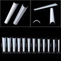 Size chart for extra long flat head french false nails showing 12 size measurements - MAX Style / Natural Color