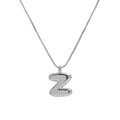 Polished silver brass balloon bubble letter Z pendant necklace for women - Necklace Z