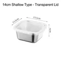 Square 13.5cm stainless steel food container with clear lid for fridge storage - 201 Square Medium (White Lid/14cm)