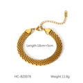 Detail of 18K gold-plated stainless steel watch band chain with lobster clasp and extension - Glossy Woven Texture Style (HC-B20078)