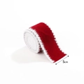 5cm Red velvet Christmas ribbon with white faux fur trim for holiday gift wrapping - 5CM Red Velvet Ribbon With White Fur Edge / 2M/Roll