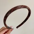 Classic brown plaid fabric headband with a vintage preppy style for women's hair accessory - Coffee Plaid