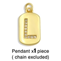 Detail of gold rectangular pendant with zircon letter L and top hanging ring - Gold Letter L Pendant (Without Chain)