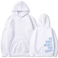 Oversized white hoodie featuring light blue slogan print on the back in soft cotton - S / White 312