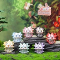 Colorful Nine-Tailed Fox resin figurines in vibrant shades like pink and blue - M420 Seven-colored Fox Set 6 / Random 1pc