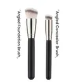 Set de pinceaux biseautés pour fond de teint et correcteur avec virole argentée et manche noir - Ensemble de Deux Pièces 170/270 / Noir
