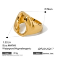Anillo de gota en acero inoxidable chapado en oro 18k con diseño orgánico exclusivo - US 6 / Dorado (JDR2312025)