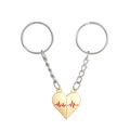 Magnetischer Herz-Schlüsselanhänger Set in Gold und Silber mit rotem EKG-Herzschlag - Gold