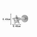 Titanium piercing jewelry featuring a polished silver star stud with 0.45cm dimensions - Star Shape (T2525-2#) / Silver