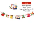 Weihnachts-Cartoon-Banner mit Rentier und Weihnachtsmann, 3M Länge, 7er-Set Girlande - Bunt Bedruckter Feiertagsbanner Stil (Z41)