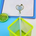 Creative crystal heart pen with a golden frame and sparkling blue sequins decor - Blue