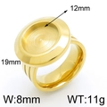 Base per anello in acciaio dorato con vassoio rotondo da 12mm e design scanalato - US 6 / Oro
