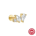 Golden S925 sterling silver cartilage stud earring featuring three asymmetric zircons - #5 Gold - Single Piece